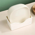 China Plate Set with Stand – Stylish Square Plates Set for Kitchen & Dining