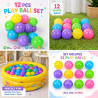 12 Soft Plastic Tent Balls Set for Kids – Multicolor Ball Pit Play Balls