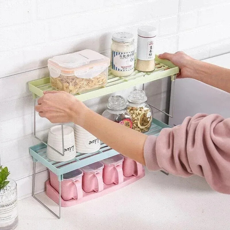 Kitchen Storage Stand Rack – Multi Purpose Shelf Organizer | Countertop Expandable Storage Stand