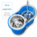 Spin Mop - Easy Spin Magic Mop Set - 360 Degree Microfiber Mop Head Home Clean Tool (Steel)