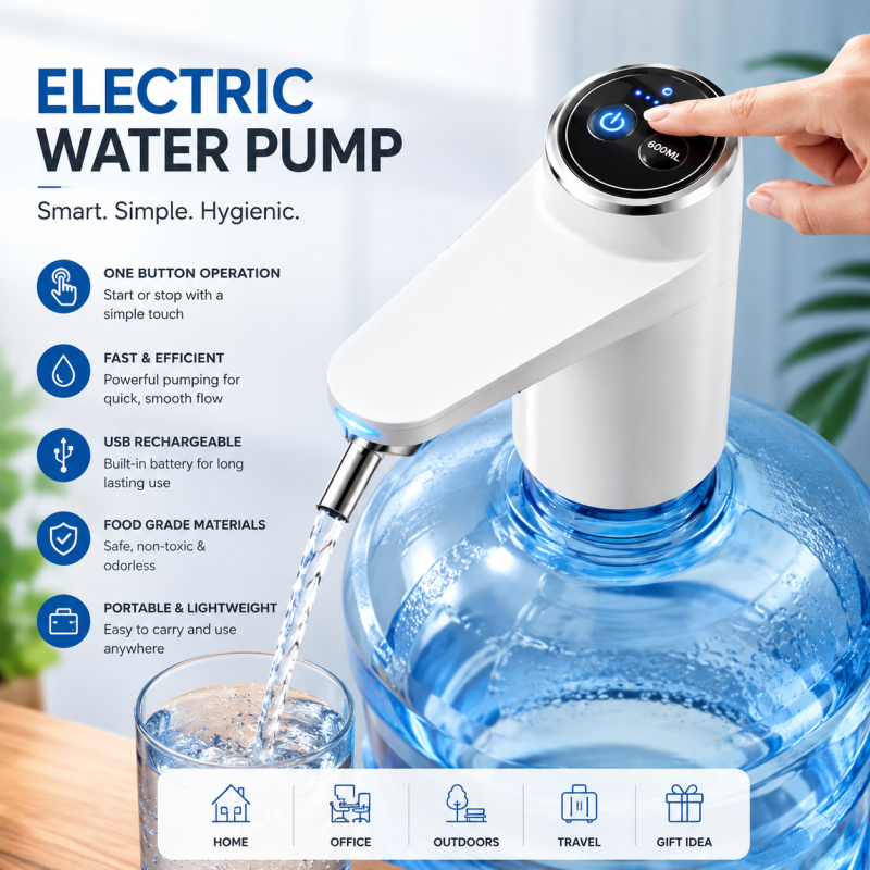 Portable Water Dispenser Pump – USB Rechargeable Automatic Water Bottle Pump