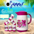 Summer Jug Set with Glasses (7pcs) – Water & Juice Serving Set | Stylish Plastic Pitcher Set