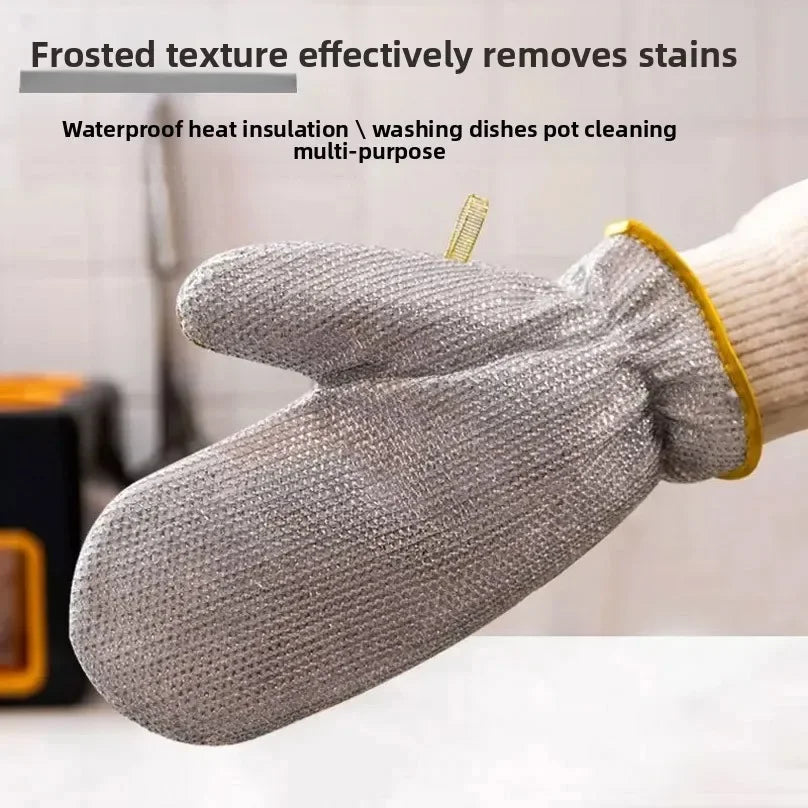 Steel Wire Cleaning Gloves – Heavy Duty Kitchen Scrubber Gloves | Cut Resistant Dishwashing & Cleaning Gloves