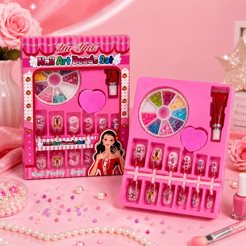 Nail Art Beads Set for Kids – DIY Creative Nail Design Kit with Accessories