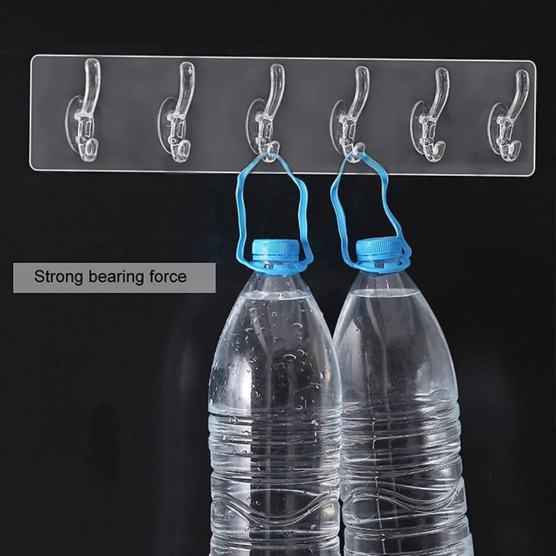Pack of 2 Crystal Hook Patti – Transparent Wall Hook Strip | Strong Adhesive Multi Hook Hanger