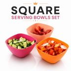 Ruby Plastic Bowl Set (Pack of 3) – BPA Free Microwave & Dishwasher Safe Serving Bowls