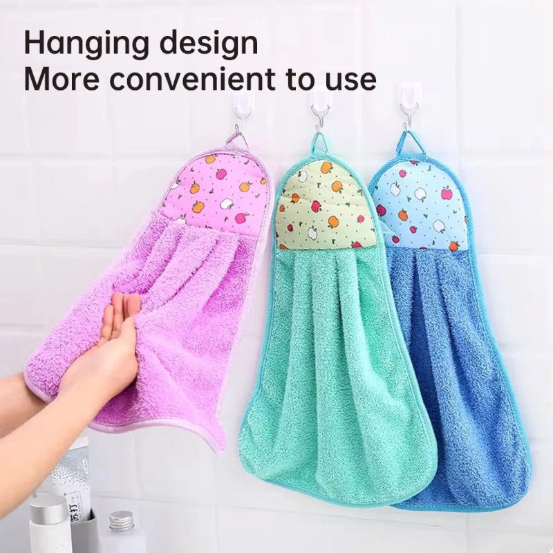 Pack of 3 Kitchen Hanging Towel – Super Absorbent Hand & Dish Towel | Soft Microfiber Hanging Cloth