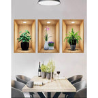 Pack of 3 3D Plant Wall Stickers look like real decorative wall