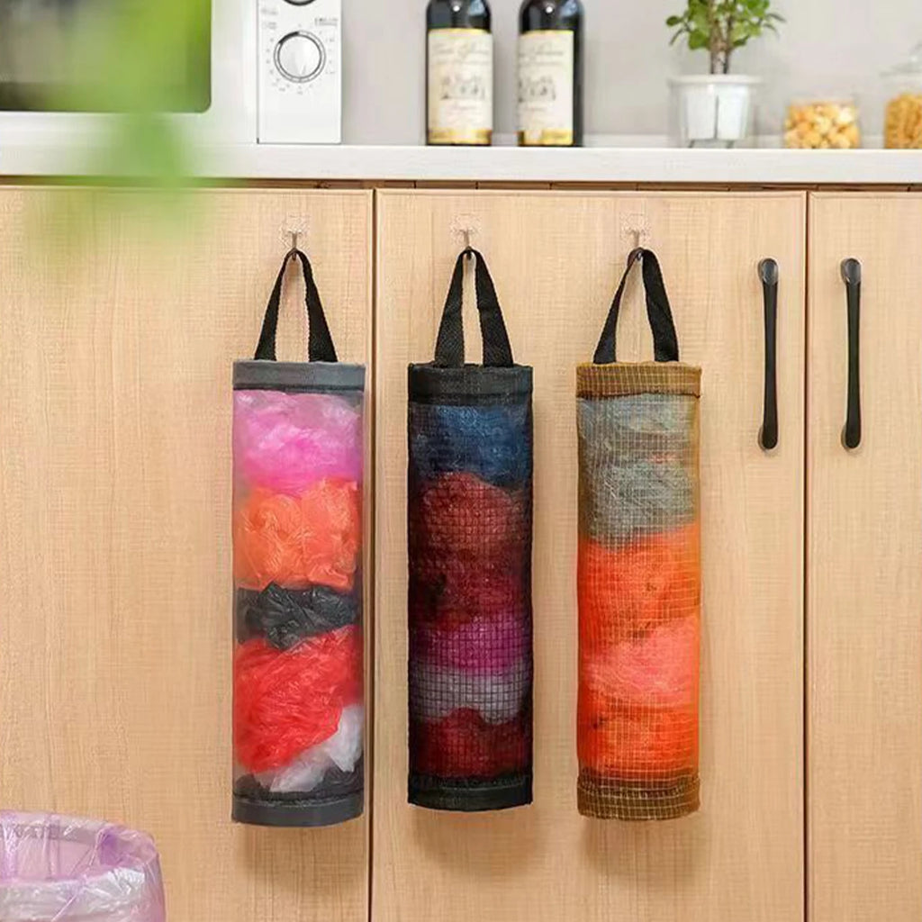 Net Garbage Bags Holder – Wall Hanging Plastic Bag Storage Organizer