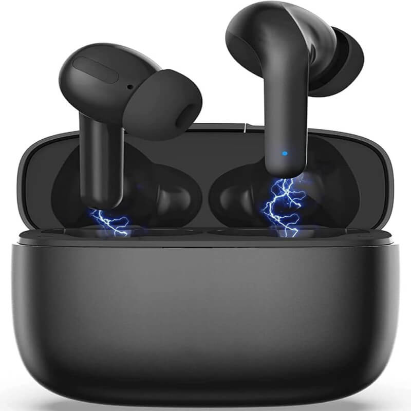Wireless Bluetooth Earbuds (Black) – HD Sound, Noise Reduction & Charging Case