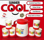 Summer Jug Set with Glasses (7pcs) – Water & Juice Serving Set | Stylish Plastic Pitcher Set