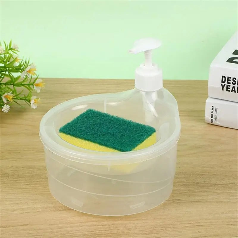 Multi-purpose liquid soap dispenser bowl with built-in sponge holder