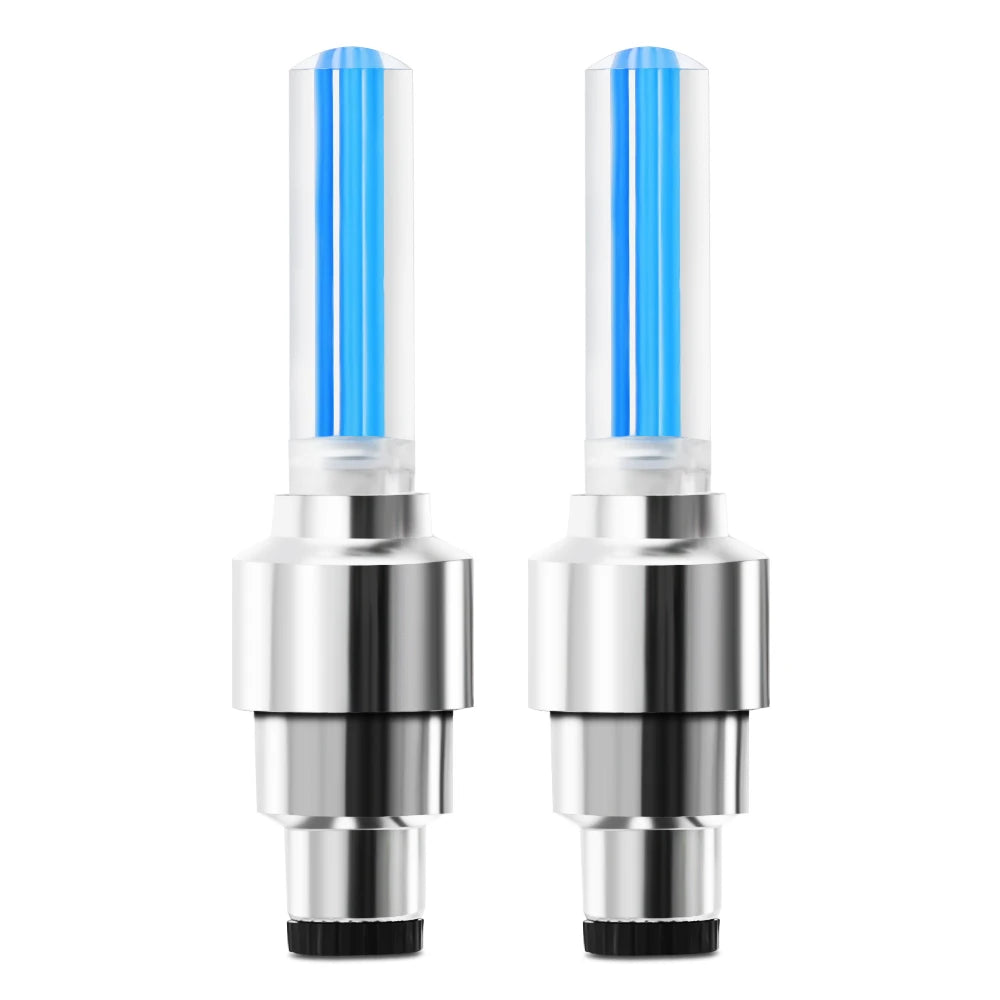 Pack of 4 Car Wheel LED Valve Lights – Blue Motion Sensor Tire Lights (Universal Fit)