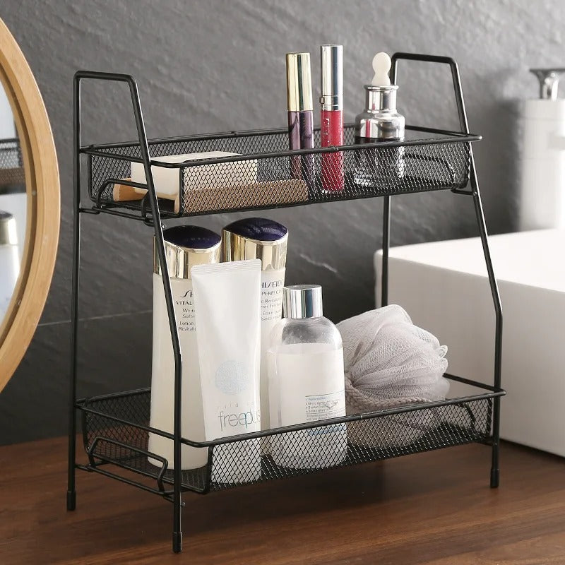 2 Layer Steel Rack – Multi-Purpose Desktop Organizer Shelf