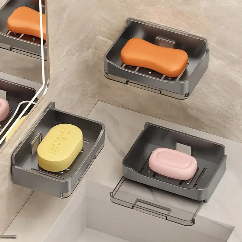 Wall Mounted Soap Holder with Drain Tray – Waterproof Self Adhesive Soap Dish for Bathroom