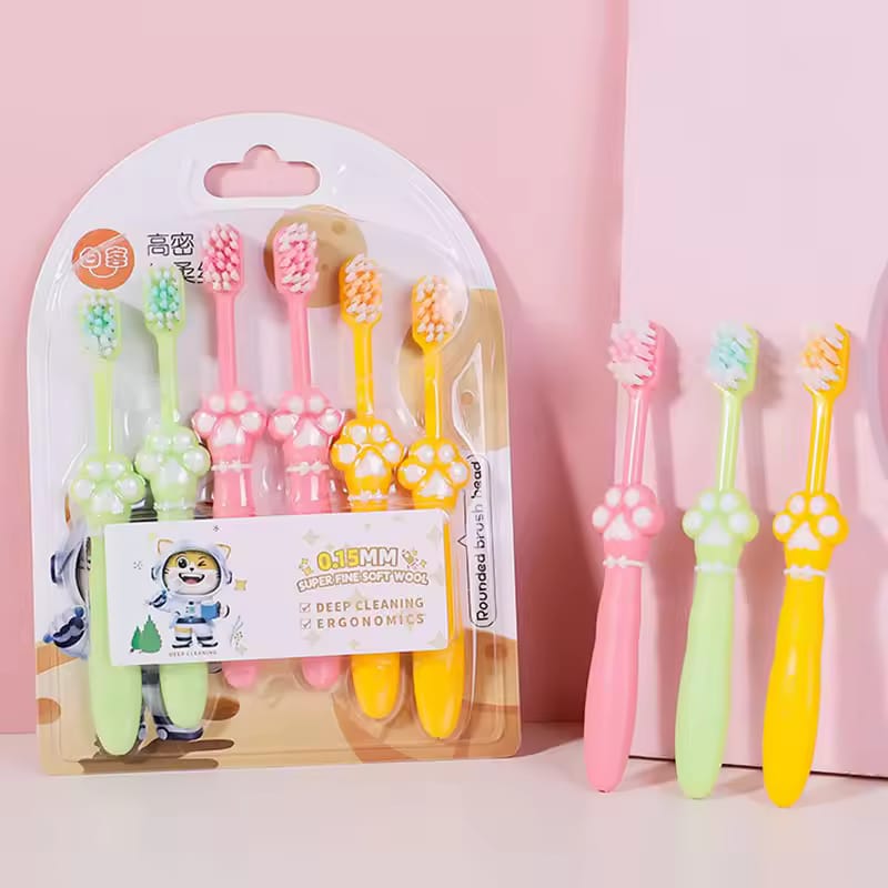 Kids Cartoon Cat Claw Toothbrush – Soft Bristle Baby Toothbrush with Cute Design