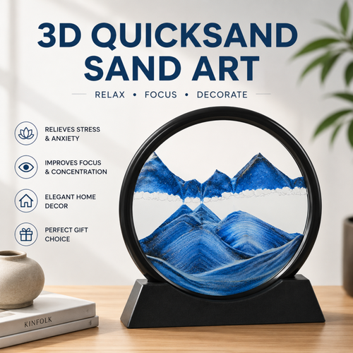 3D Moving Sand Art Hourglass – Deep Sea Quicksand Round Glass Decor