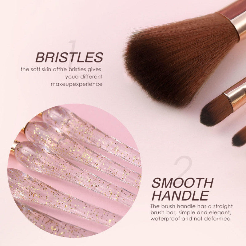 Glitter Pagoda 7pcs Makeup Brush Set – Crystal Handle Cosmetic Brushes Kit