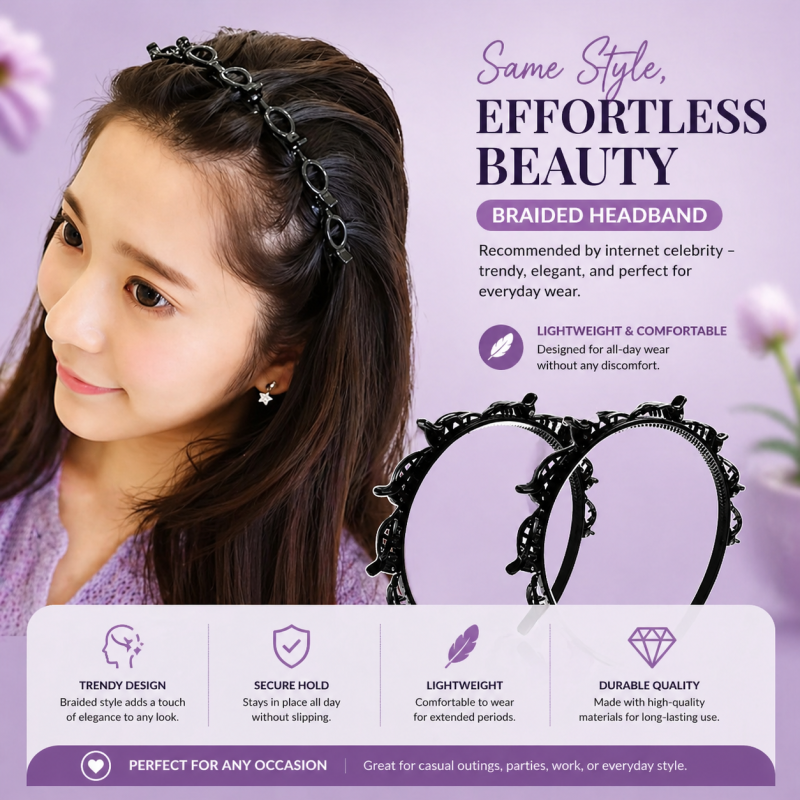 Double Layer Twist Plait Fashion Hair Hoop Headband