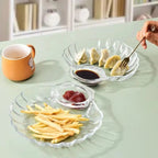 Pack of 2 Crystal Sea Shell Plate – Elegant Glass Serving Plate with Sauce Compartment