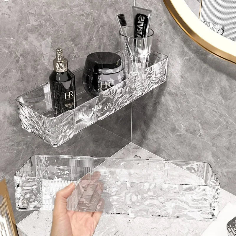 Transparent Acrylic Wall Shelf – Waterproof Bathroom & Kitchen Storage Organizer Rack