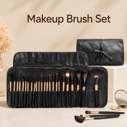 24 PCS Professional Makeup Brush Set with Pouch – Face, Eye & Eyebrow Beauty Kit