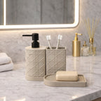 Luxury Bathroom Set – Soap Dispenser + Toothbrush Holder (Pack of 2)