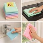 Pack of 5 Microfiber Cleaning Cloths – Super Absorbent Multi-Purpose Kitchen & Glass Cleaning Towels