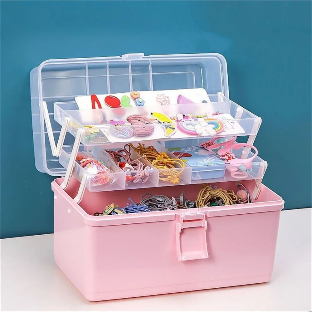 Multi-Layer Desk Organizer Box – Portable Storage Case with Compartments