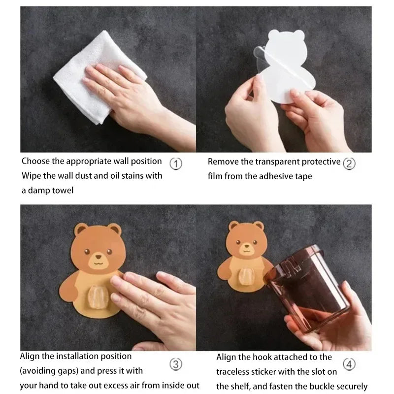 Wall Mounted Bear Holder – Cute & Durable Organizer for Home Use