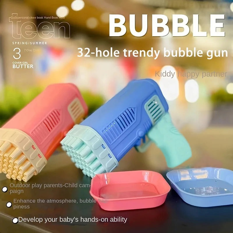 32 Hole Bubble Gun Bazooka for Kids – Automatic Bubble Blaster Toy