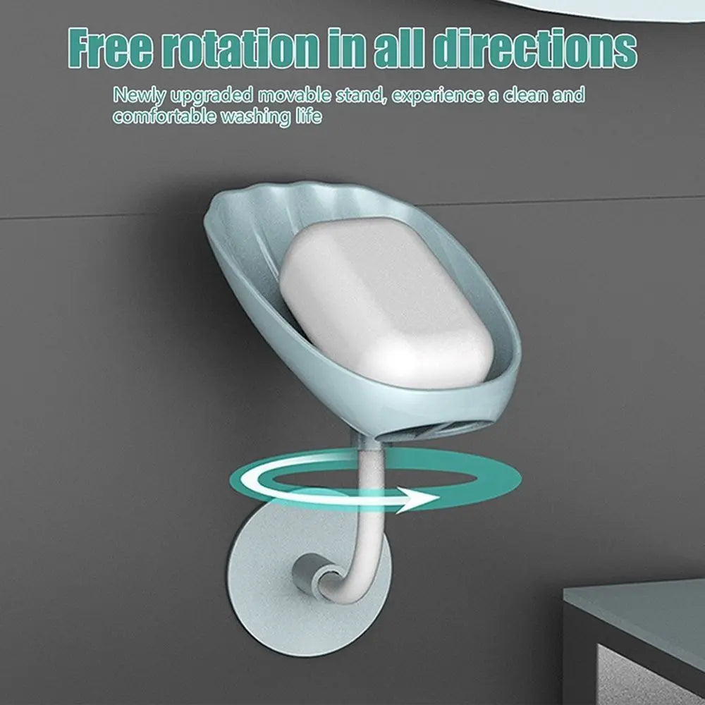Pack of 2 360° Rotating Soap Holder with Drain – Wall Mounted Self Draining Soap Dish