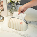 Luxury Shell Tissue Box Holder – Elegant Desktop Tissue Organizer for Home, Office & Car