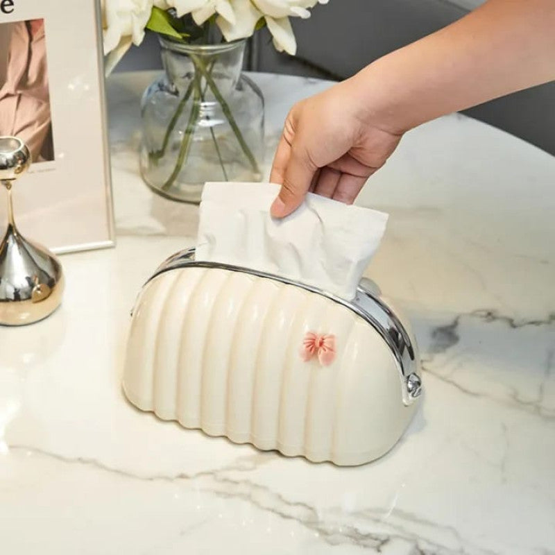Luxury Shell Tissue Box Holder – Elegant Desktop Tissue Organizer for Home, Office & Car