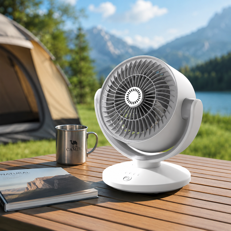 Strong Third-Gear USB Rechargeable Air Circulation Fan – 90° Oscillating Desk Fan