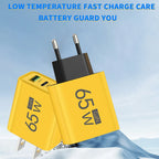 65W GaN Fast Charger – USB A + Type-C Super VOOC Dual Port Adapter