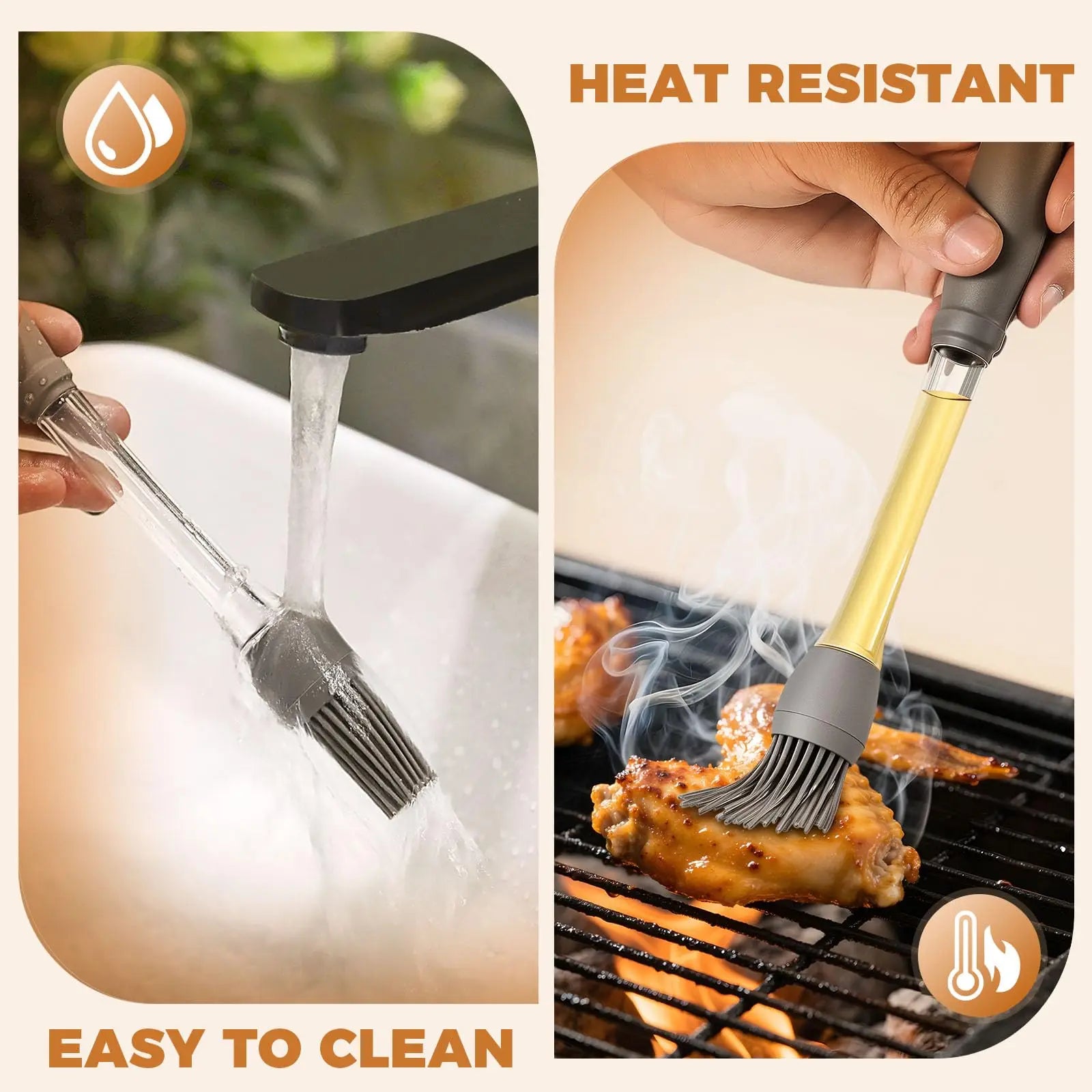 Oil Push Silicone Brush – BBQ Oil Dispenser Brush for Cooking & Baking