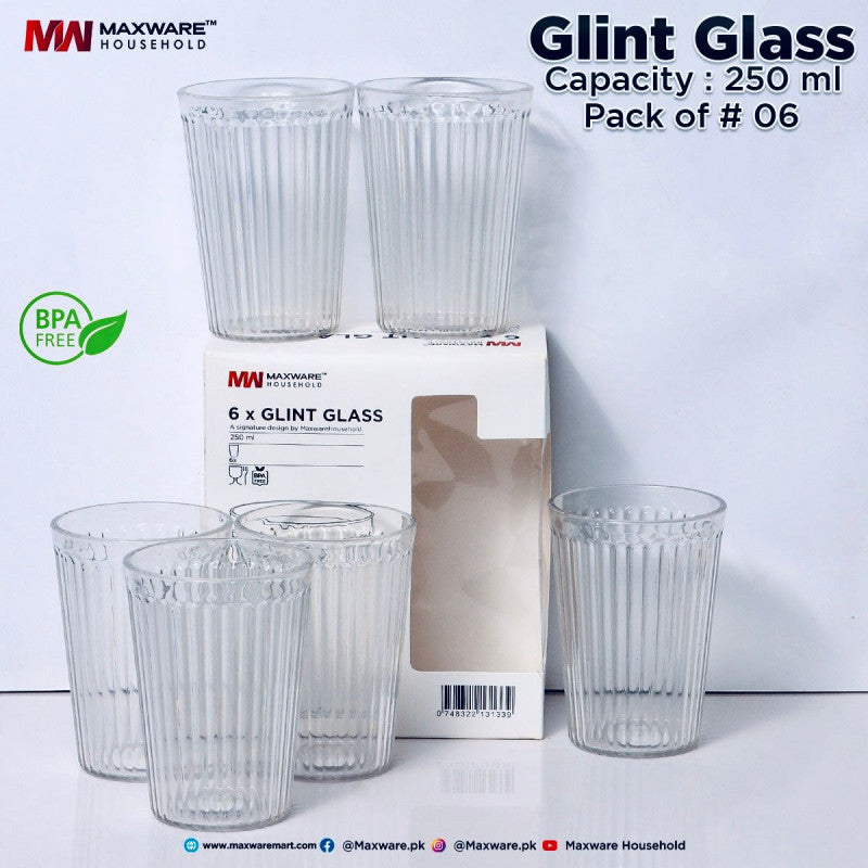 Glint Glass – Pack of 6 Clear Drinking Glasses