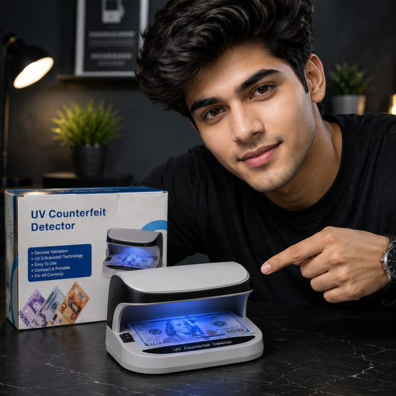 Portable UV Counterfeit Money Detector – Rechargeable LED Currency Checker Machine
