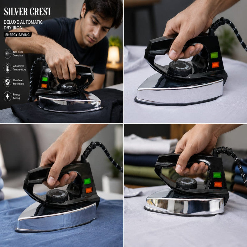 Silver Crest Deluxe Automatic Dry Iron – Non-Stick Electric Clothes Iron