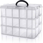 4 Layer Stackable Storage Box Organizer – Multi Tier Plastic Storage Case with Compartments & Lock