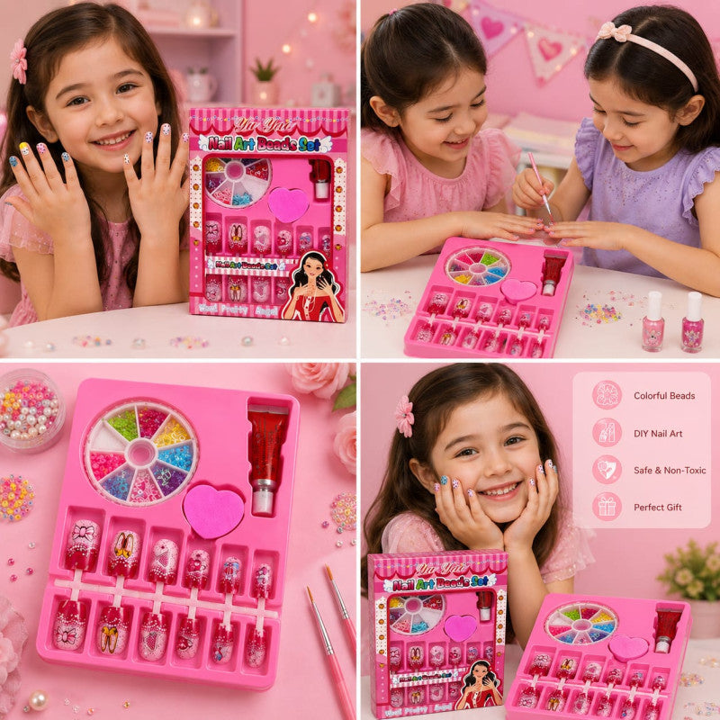 Nail Art Beads Set for Kids – DIY Creative Nail Design Kit with Accessories