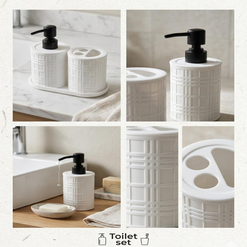 Luxury Soap Dispenser with Toothbrush Holder – Bathroom Counter Organizer Set