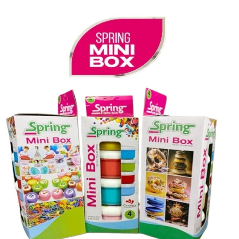 Mini Spring Storage Box Pack of 4 – Cute Airtight Multi-Purpose Containers