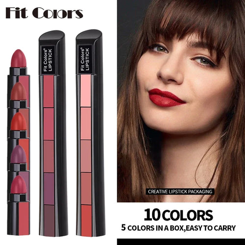 5 in 1 Lipstick Palette – Multi Shade Matte Lipstick Stick | Long Lasting Travel Friendly Lip Colors