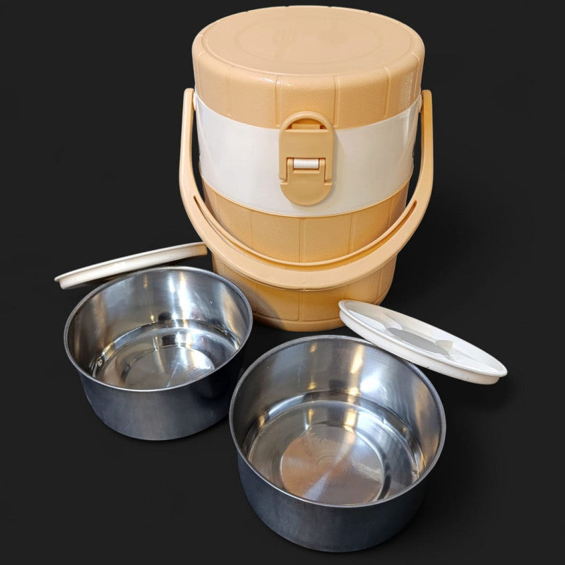 Mega Lunch Carrier Small – Insulated Tiffin Box with 2 Steel Bowls & 1 Plastic Bowl