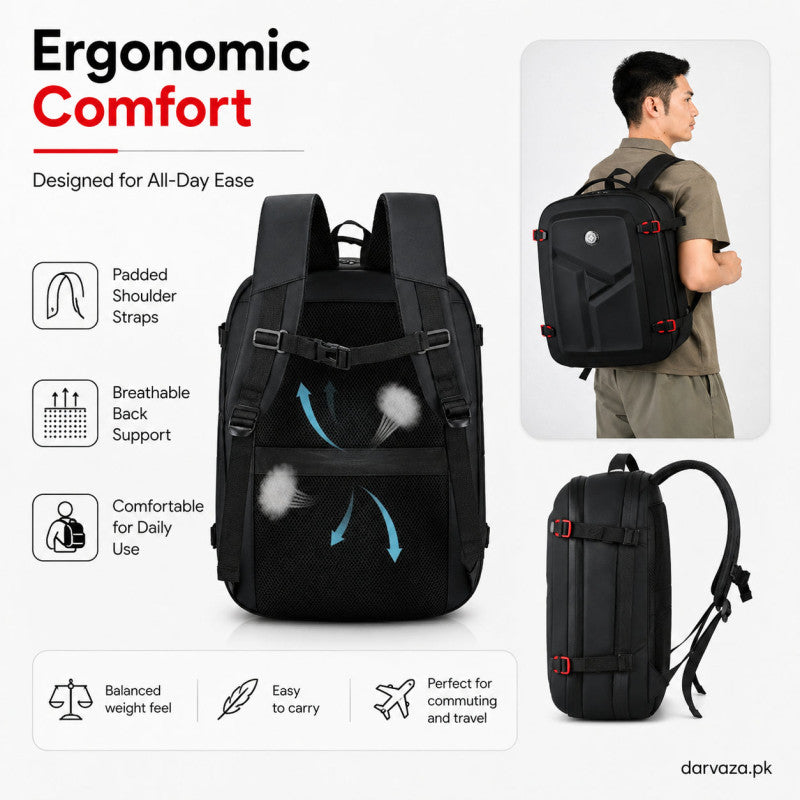 Black Anti-Theft Laptop Backpack with USB Charging Port – Travel & Office Bag