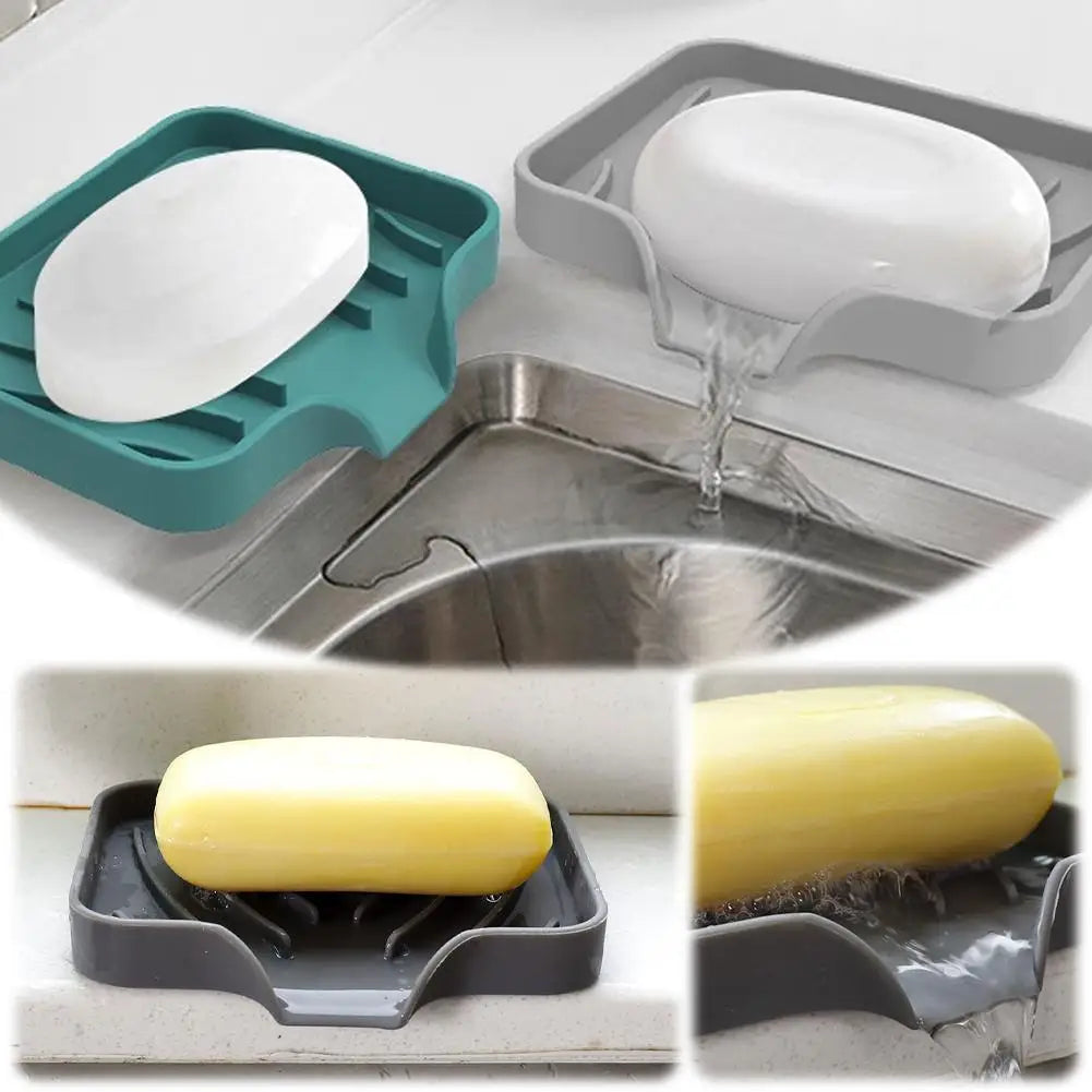 Silicone Soap Dish with Drain – Self Draining Soap Holder for Bathroom & Kitchen
