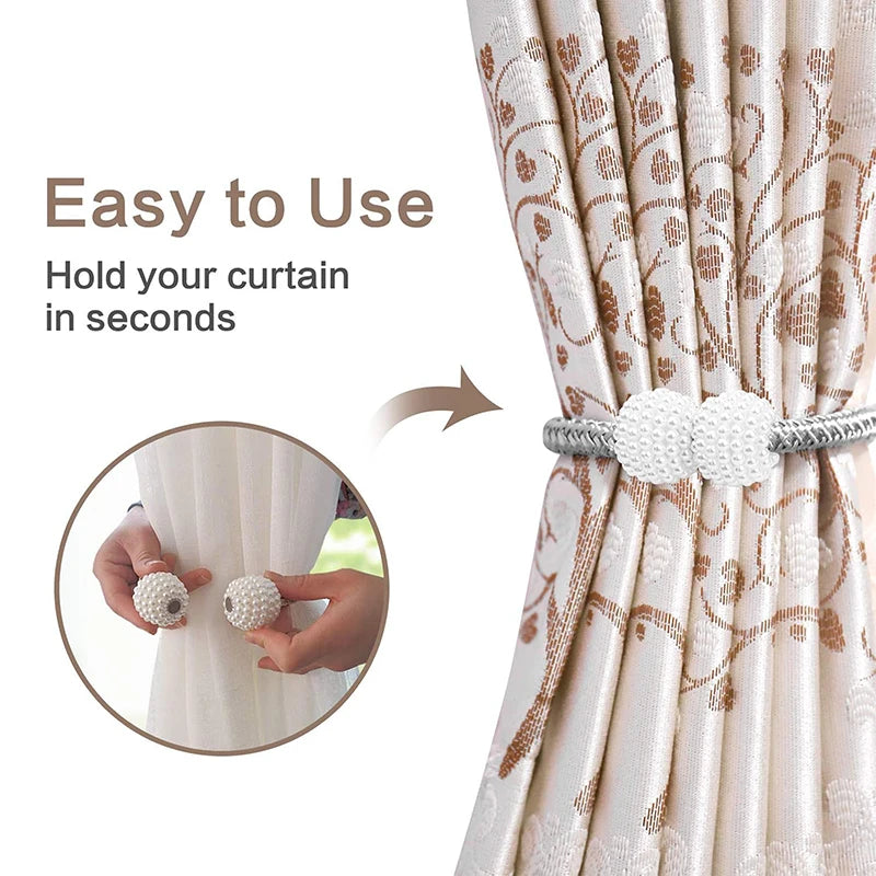 Pearl Magnetic Curtain Clip Curtain Holders Tieback Buckle Clips Hanging Ball ( Pack of 2)