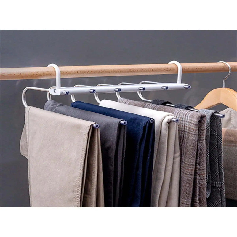 Foldable Metal Pant Hanger (Pack of 2) – Multi Layer Space Saving Closet Organizer